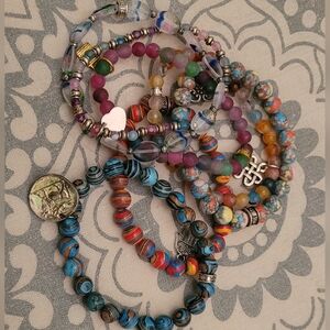 Set of 7 CFC Beaded Multicolor Bracelets